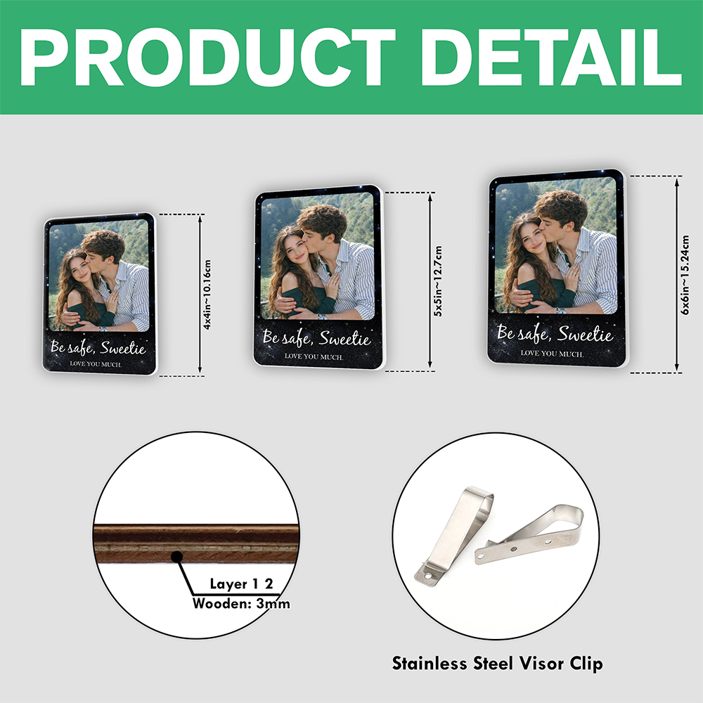 Personalized Photo Acrylic Car Visor Clip Gift for Dad Mom HN590 - Acrylic Car Visor Clip GradoCreations