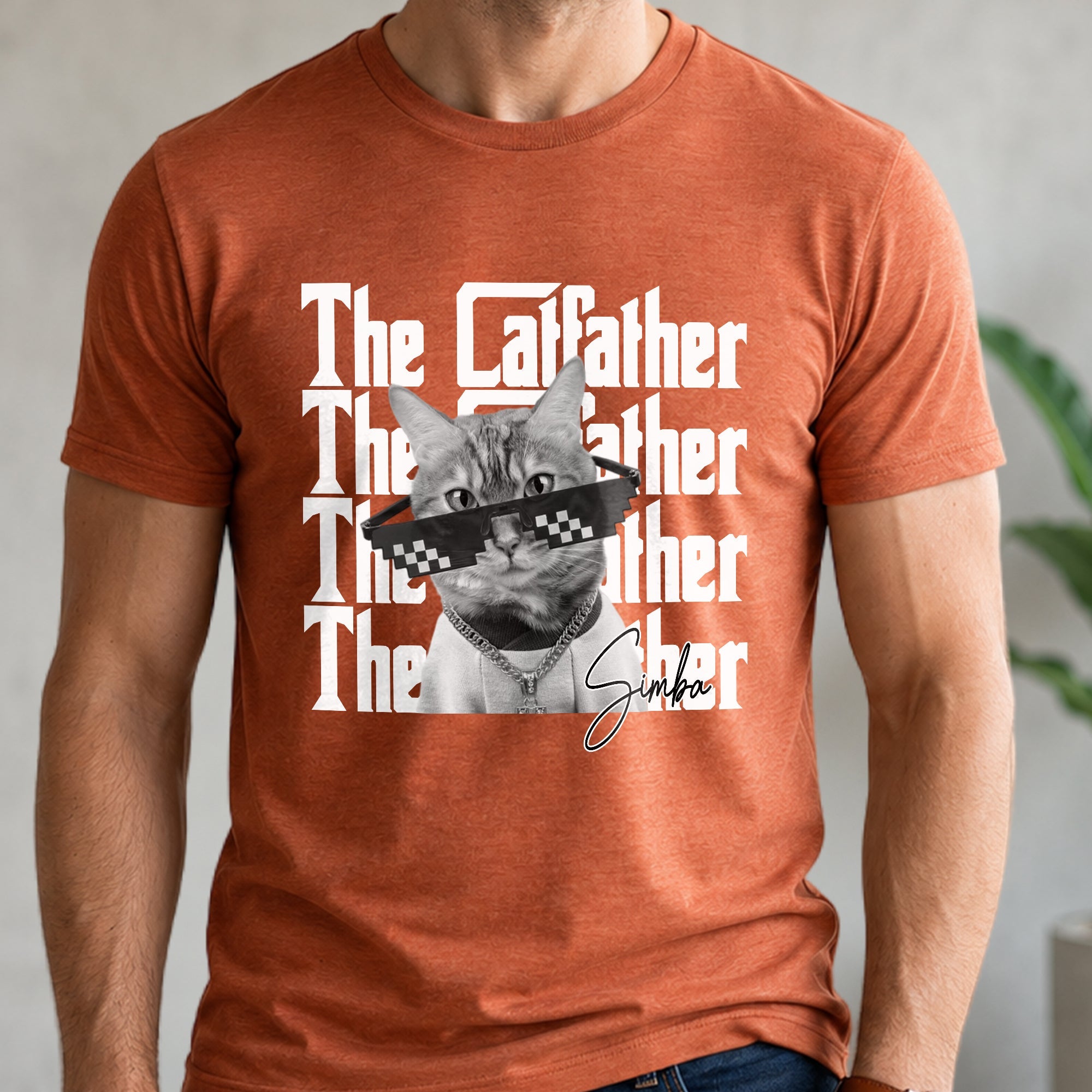Personalized Catfather Comfort Shirt Custom Photo Gift for Cat Lovers Comfort Shirt GradoCreations