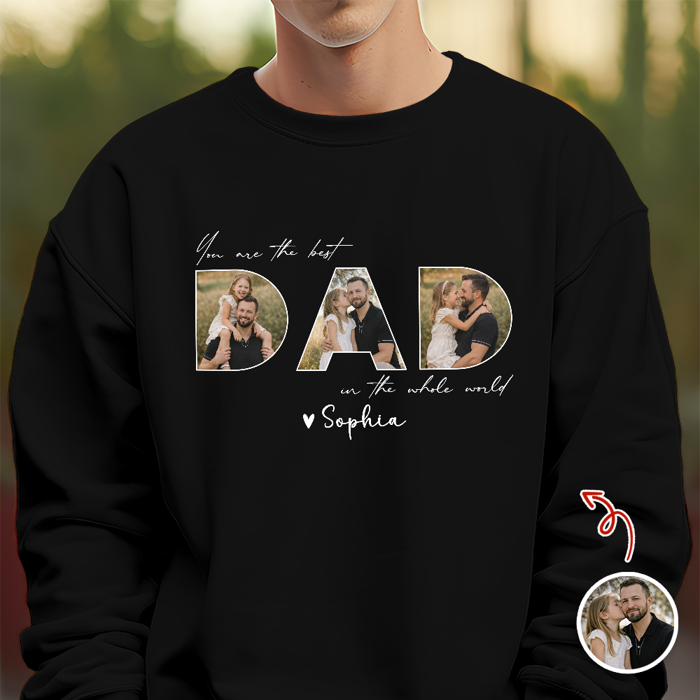 Custom Photo Dark Shirt Gift for Dad | Personalized Father's Day Tee HN590 - Tshirt GradoCreations