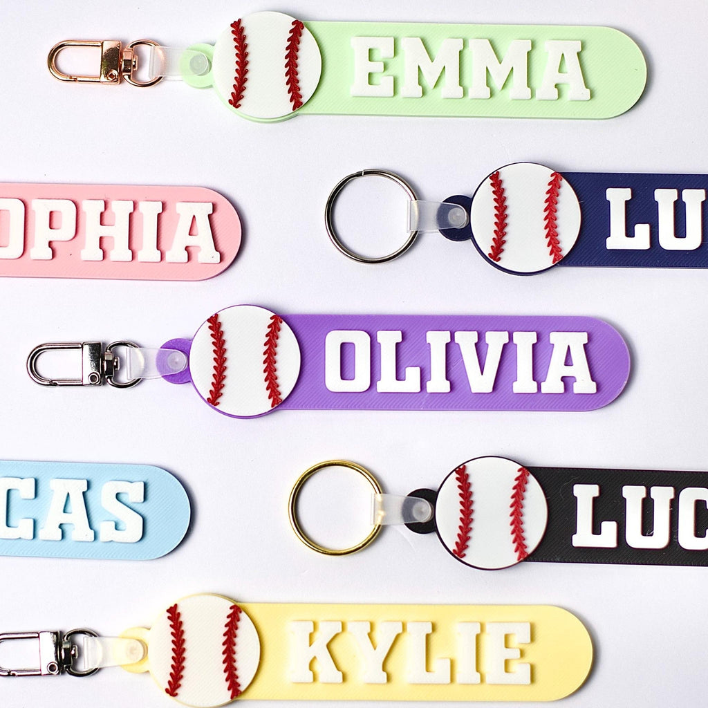 Personalized Baseball Bag Tag Keychain Custom Name Gift for Players HN590 - Baseball Bag Tag Keychain FIX GradoCreations