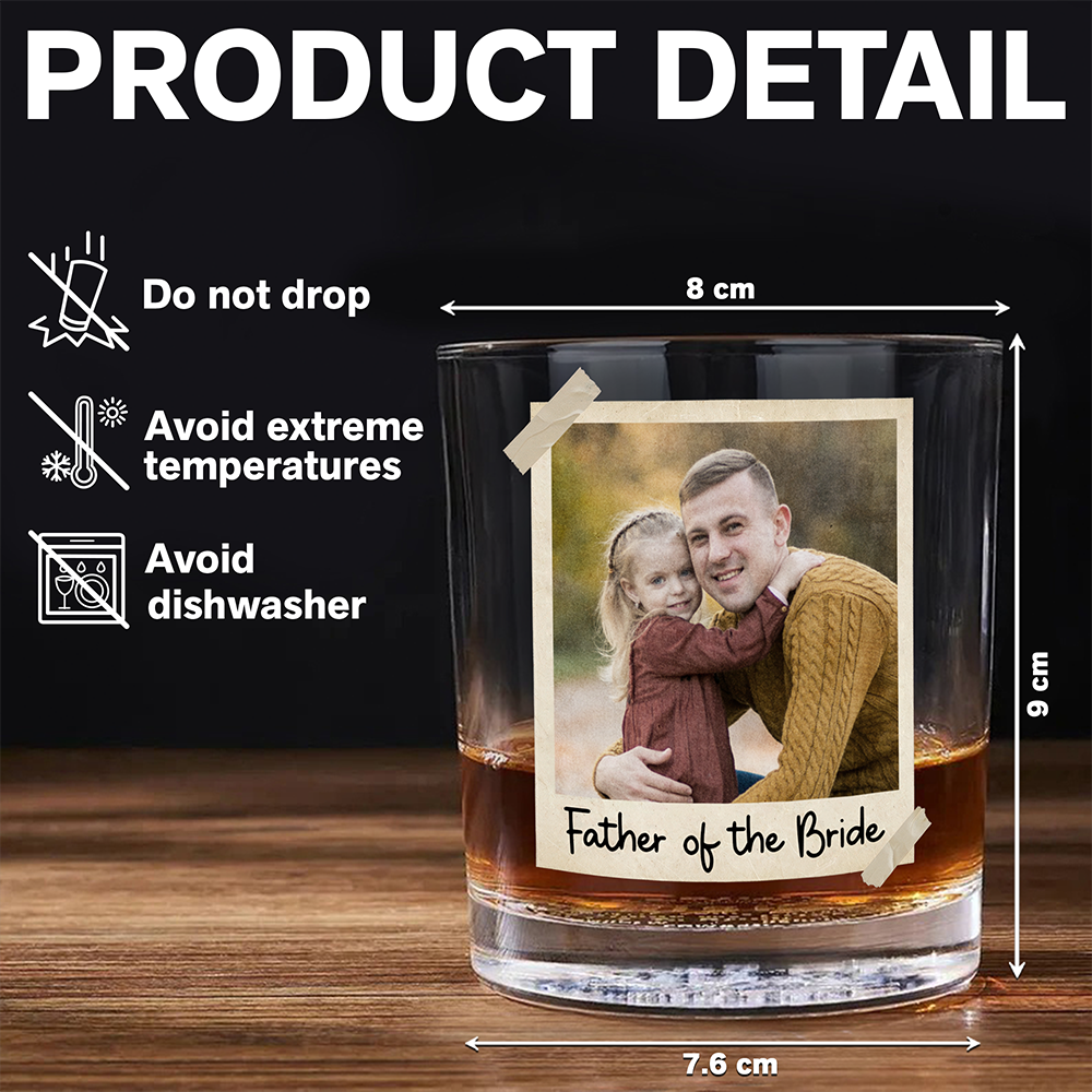 Personalized Father of the Bride Whiskey Glass Custom Gift for Wedding Day HN590 - Print Rock Glass GradoCreations