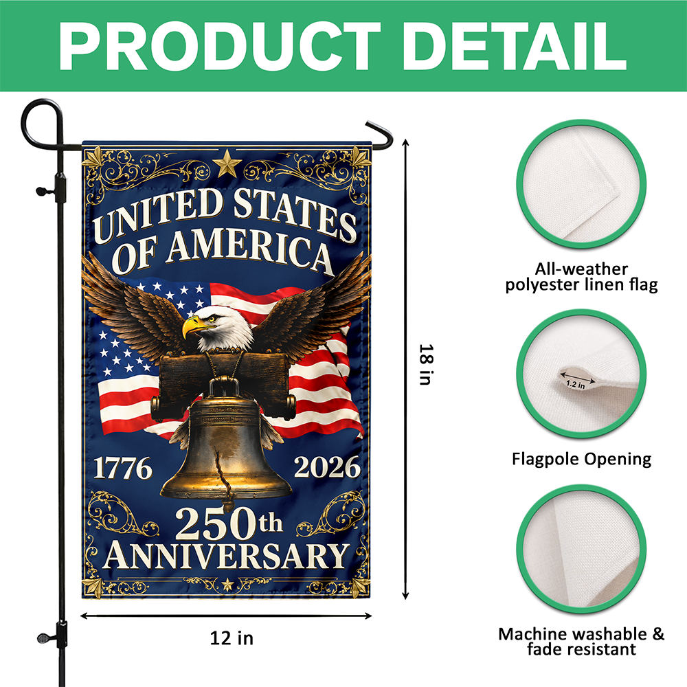 Personalized 250th Anniversary Garden Flag with Eagle Design HN590 - Garden Flag GradoCreations
