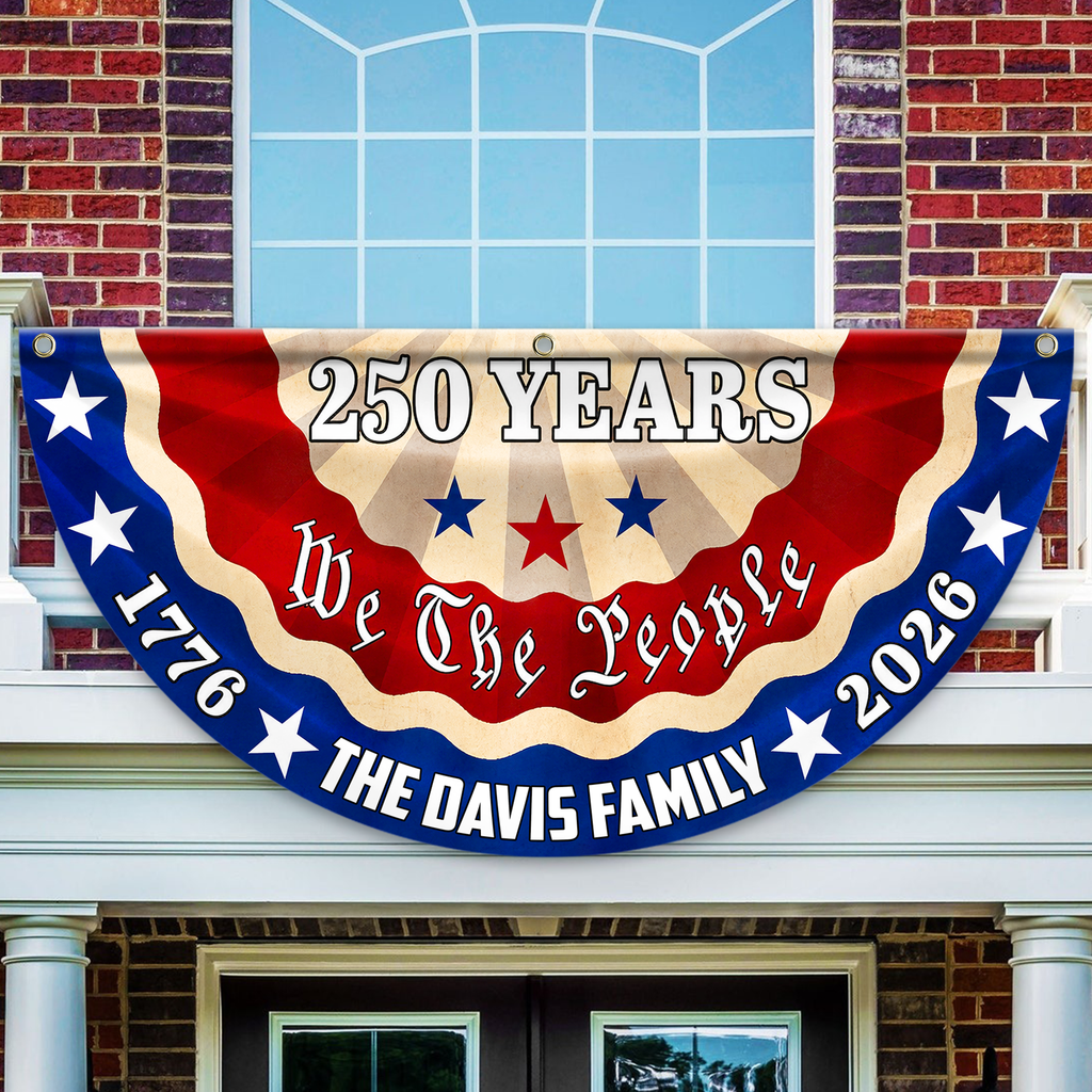 Personalized 250th Independence Day Family Flag Custom Name Gift HN590 - Non-Pleated Fan Flag GradoCreations