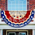 Personalized 250th Independence Day Family Flag Custom Name Gift HN590 - Non-Pleated Fan Flag GradoCreations