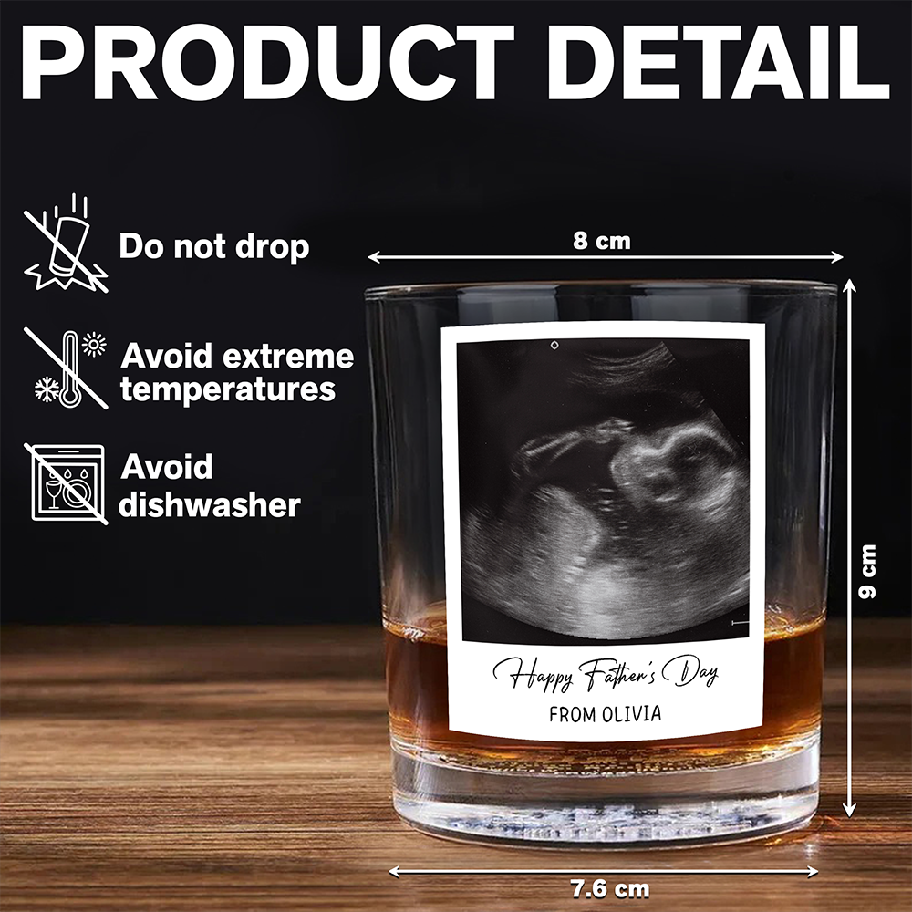 Personalized Ultrasound Photo Rock Glass Custom Gift for Dad HN590 - Print Rock Glass GradoCreations