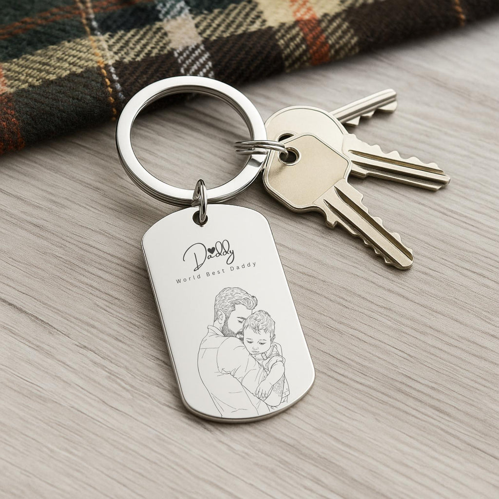 Personalized Photo Metal Keychain Custom Gift for Dad HN590 - Keychain Metal fix GradoCreations