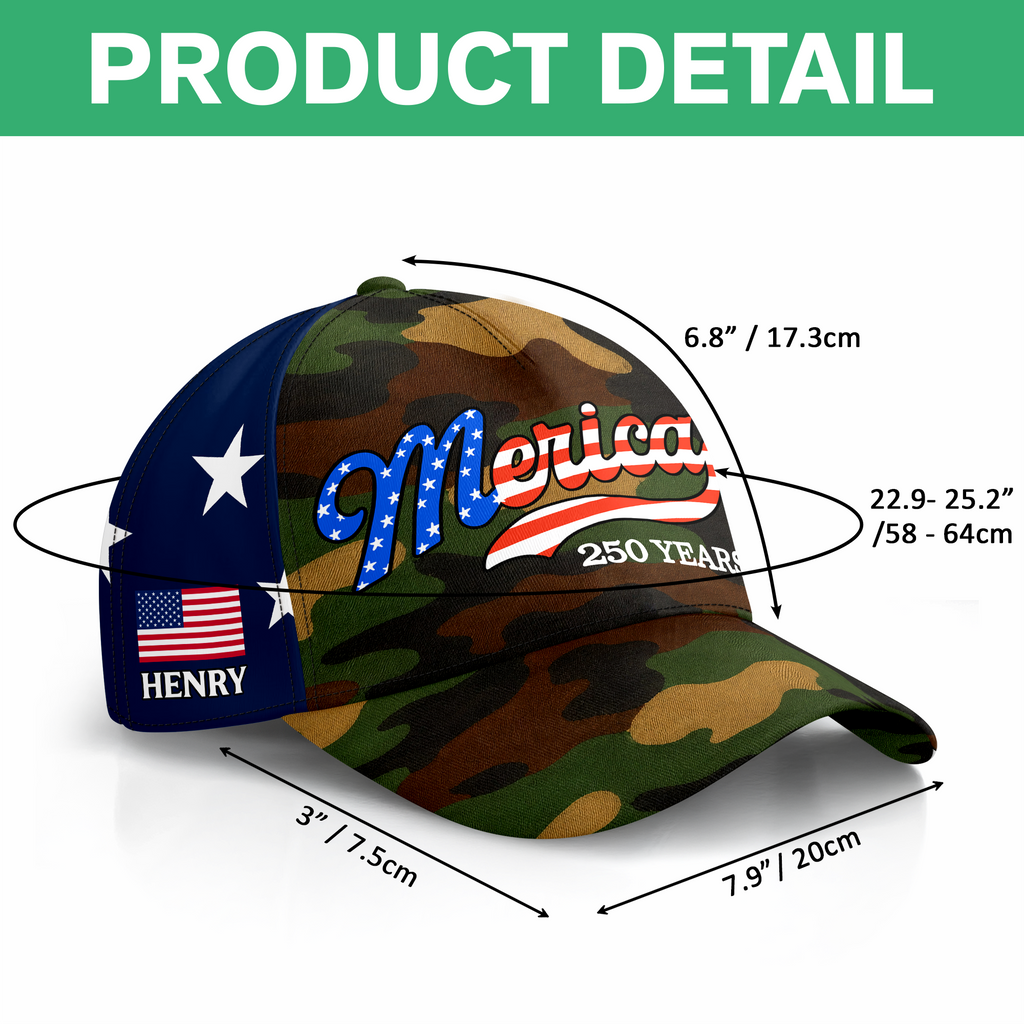 Personalized USA Patriotic Cap Custom Name Gift for Dad HN590 - AOP Cap GradoCreations