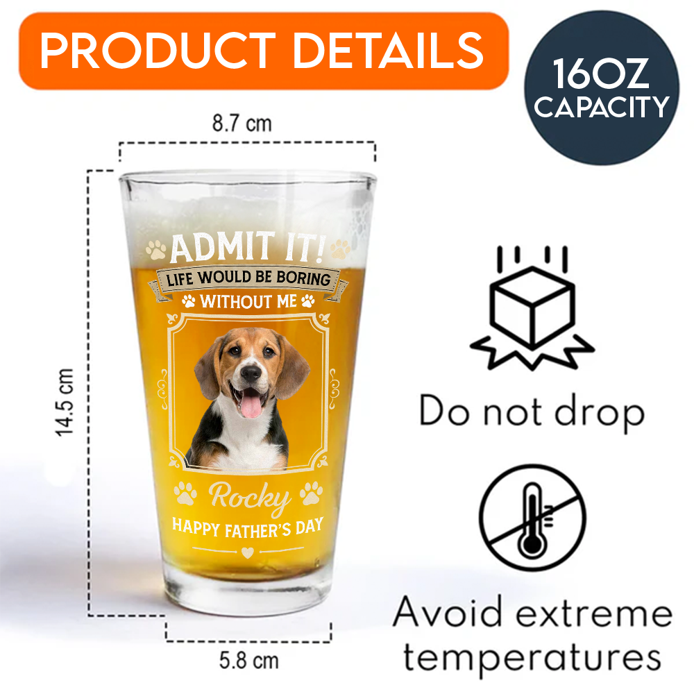 Personalized Dog Photo Beer Glass Custom Gift for Dad HN590 - Print Beer Glass GradoCreations