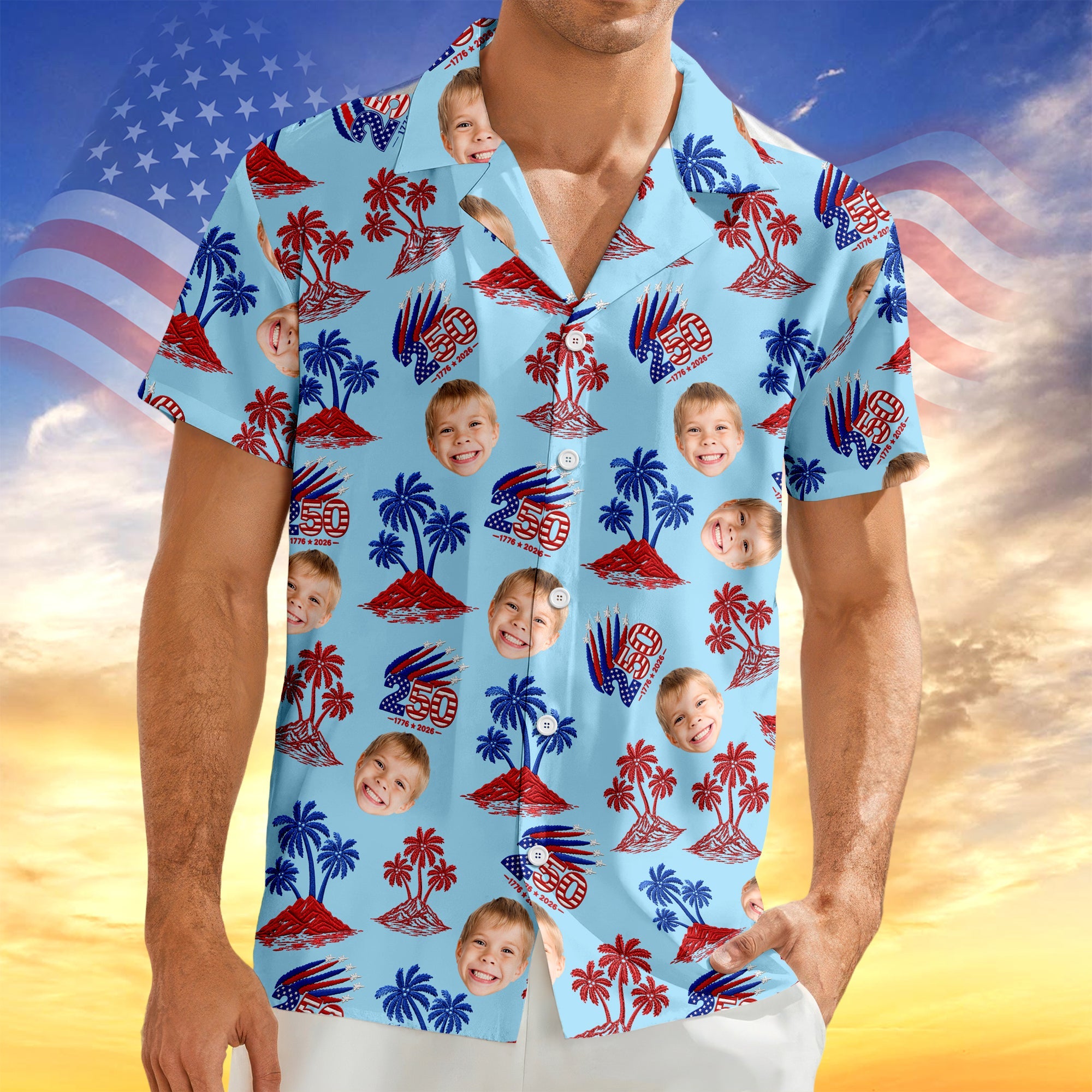 Custom Photo 250 Years America Anniversary Hawaiian Shirt Gift HN590 - AOP Hawai Shirt GradoCreations
