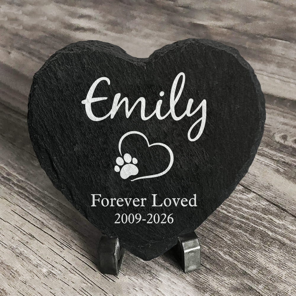 Personalized Heart Shaped Pet Memorial Grave Marker Stone Gift HN590 - Heart Shaped Stone GradoCreations