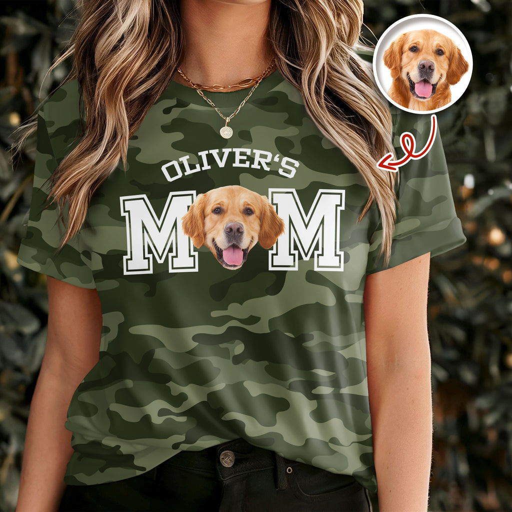 Personalized Camo Dog Dad T-Shirt Custom Photo Gift for Father's Day HN590 - AOP Tshirt GradoCreations