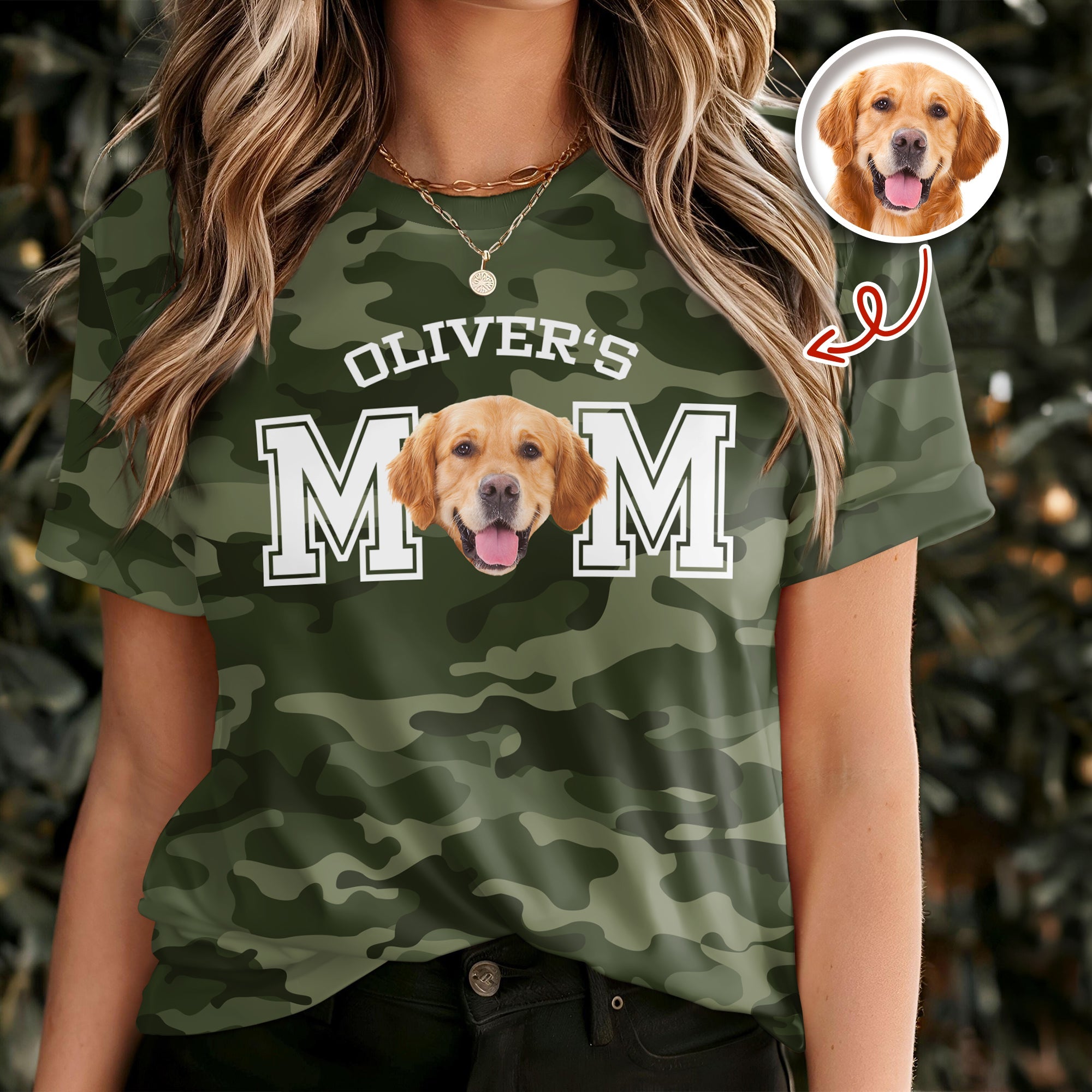 Personalized Camo Dog Dad T-Shirt Custom Photo Gift for Father's Day HN590 - AOP Tshirt GradoCreations