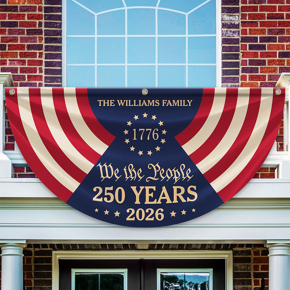 Personalized We The People Family Name Flag 4th of July Gift HN590 - Non-Pleated Fan Flag GradoCreations