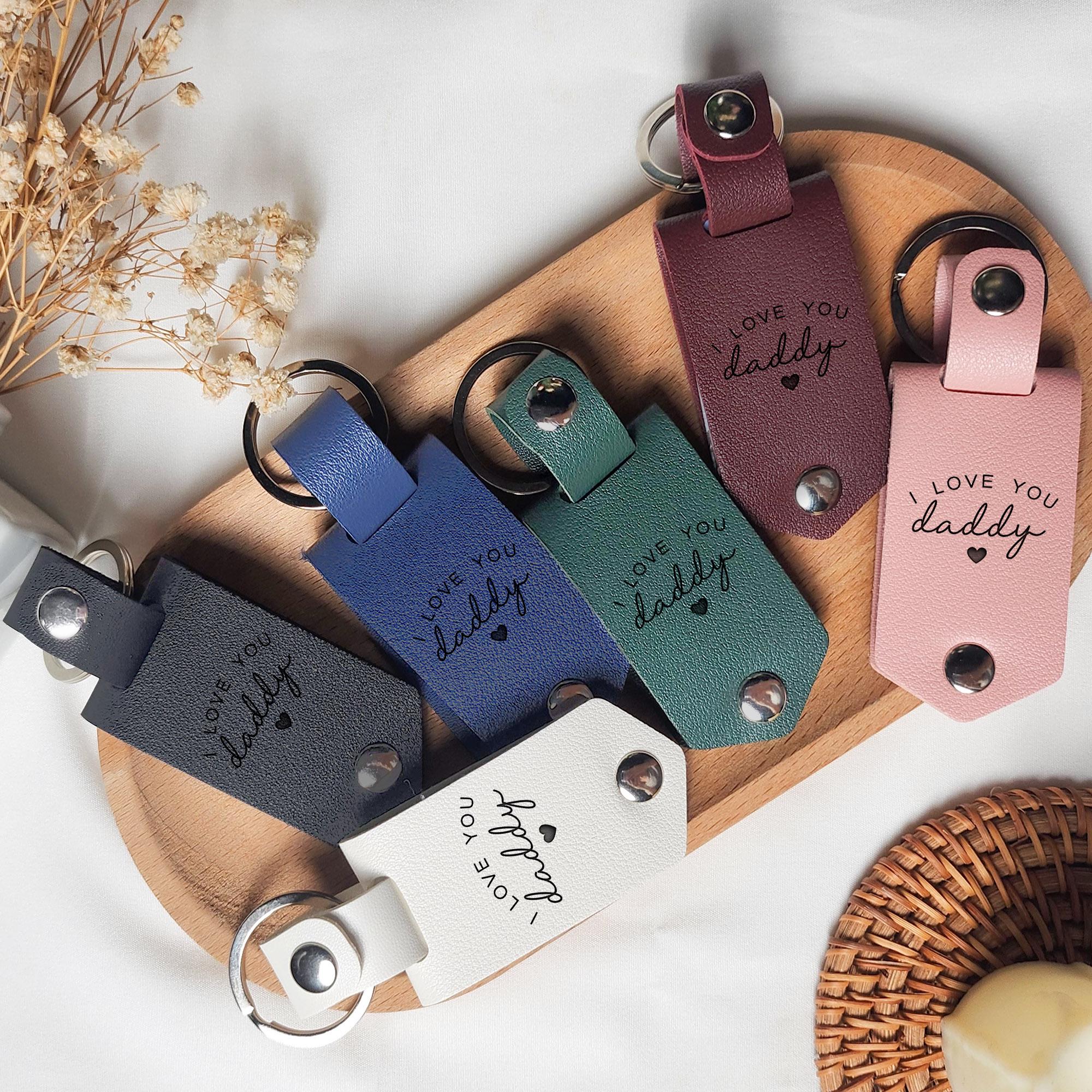 Personalized Baby Ultrasound Photo Leather Keychain Gift for New Dad HN590 - Leather Keychain fix GradoCreations