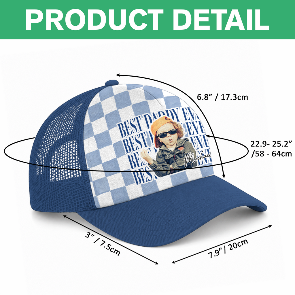 Personalized Leather Patch Hat Custom Photo Gift for Dad HN590 - Leather Patch Hat GradoCreations