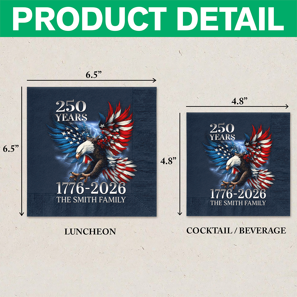 Personalized 250th Anniversary Eagle Napkins Unique Gift HN590 - Napkins GradoCreations