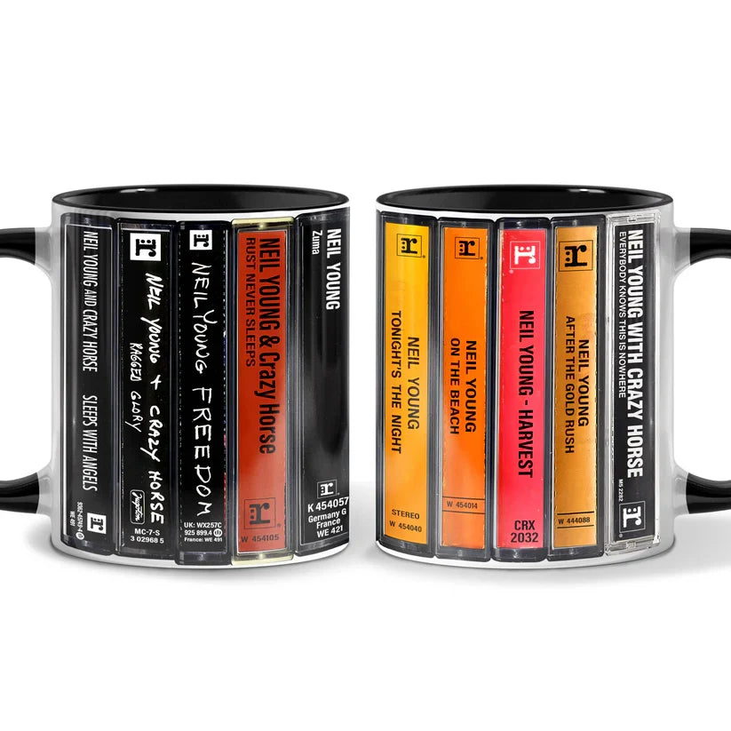 Ceramic Accent Mug with Neil Young Cassette Design | Gift for Music Lovers GradoCreations
