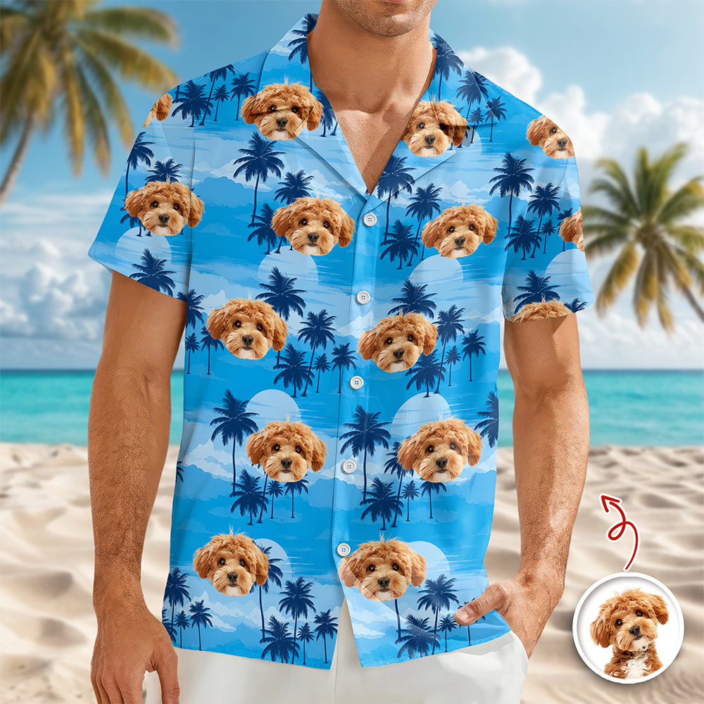 Personalized Hawaiian Shirt with Dog Face Custom Gift for Dog Dad HN590 - AOP Hawai Shirt GradoCreations