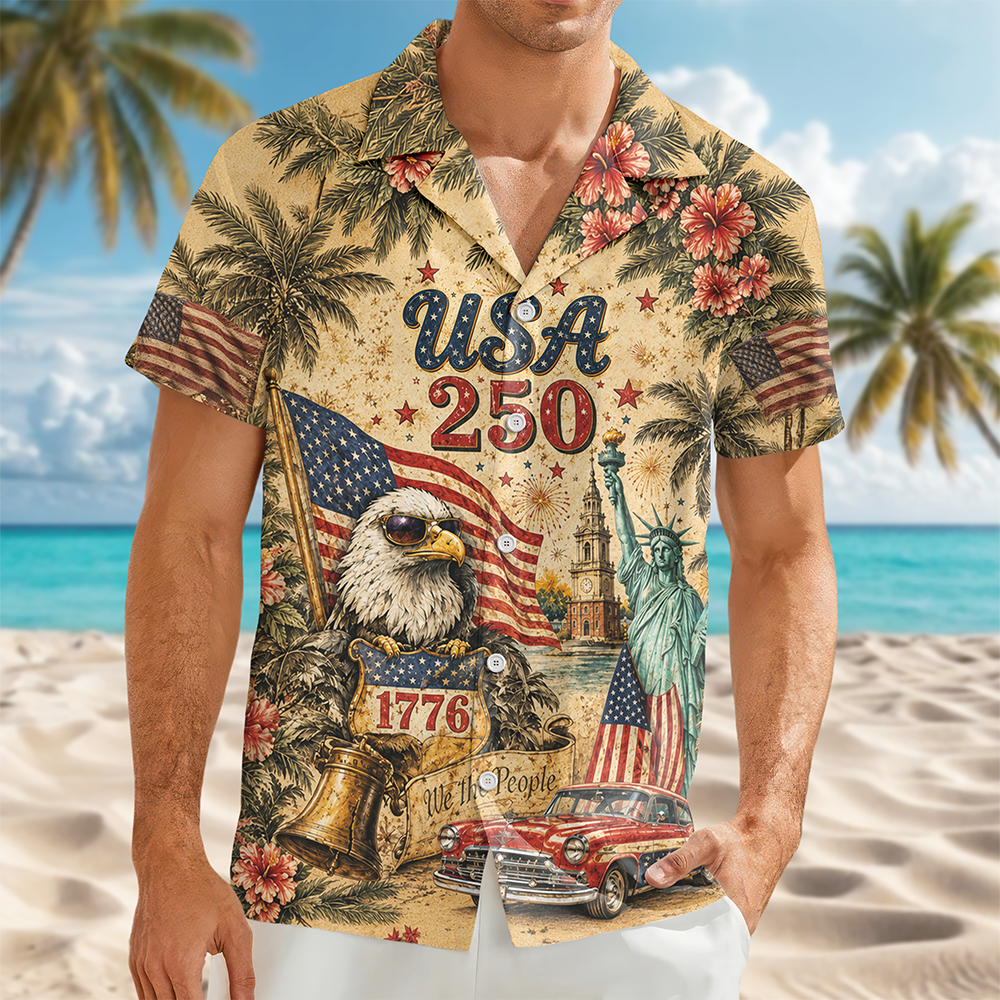 Personalized Hawaiian Shirt USA Flag Gift for 4th of July HN590 - AOP Hawai Shirt GradoCreations