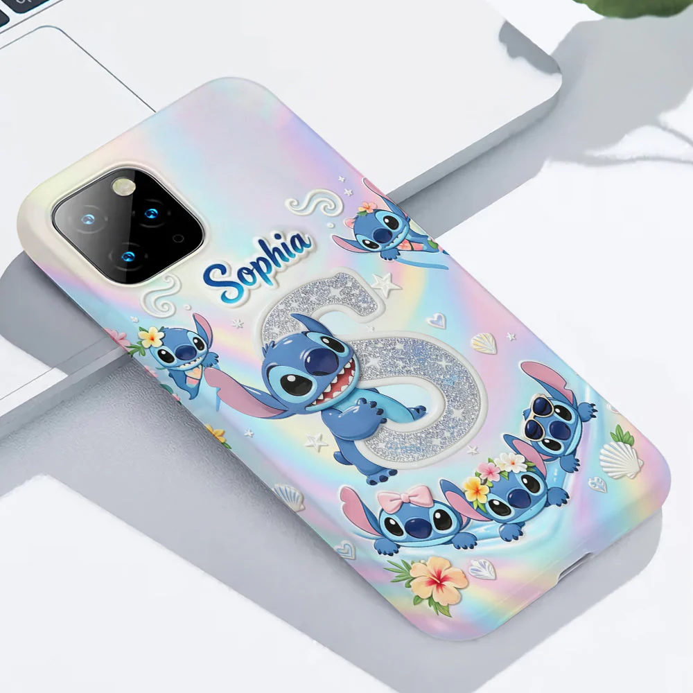 Personalized Cute Blue Alien Phone Case Custom Name Gift for Her