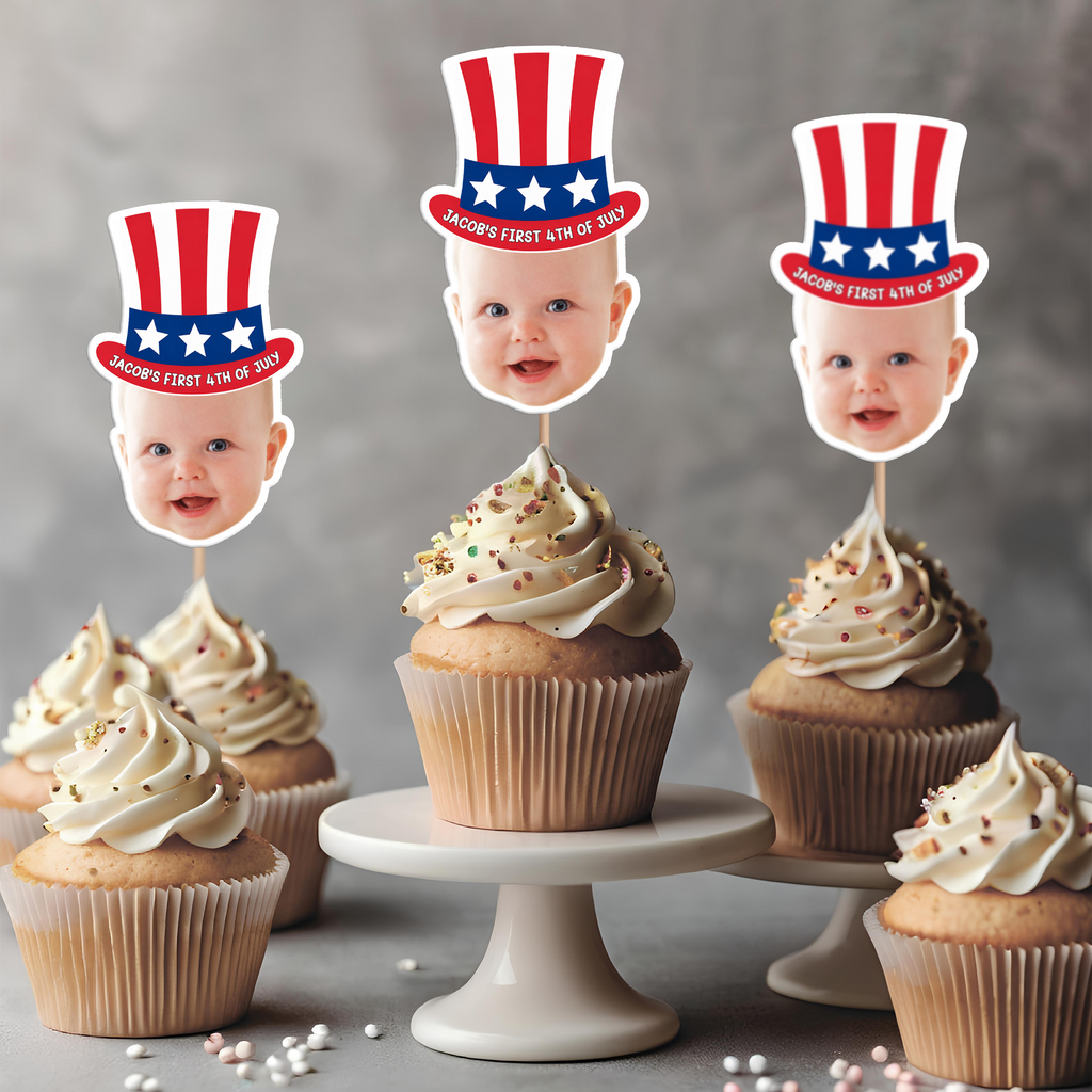 Personalized 4th of July Cupcake Topper Custom Photo Decoration HN590 - Cupcake Topper GradoCreations