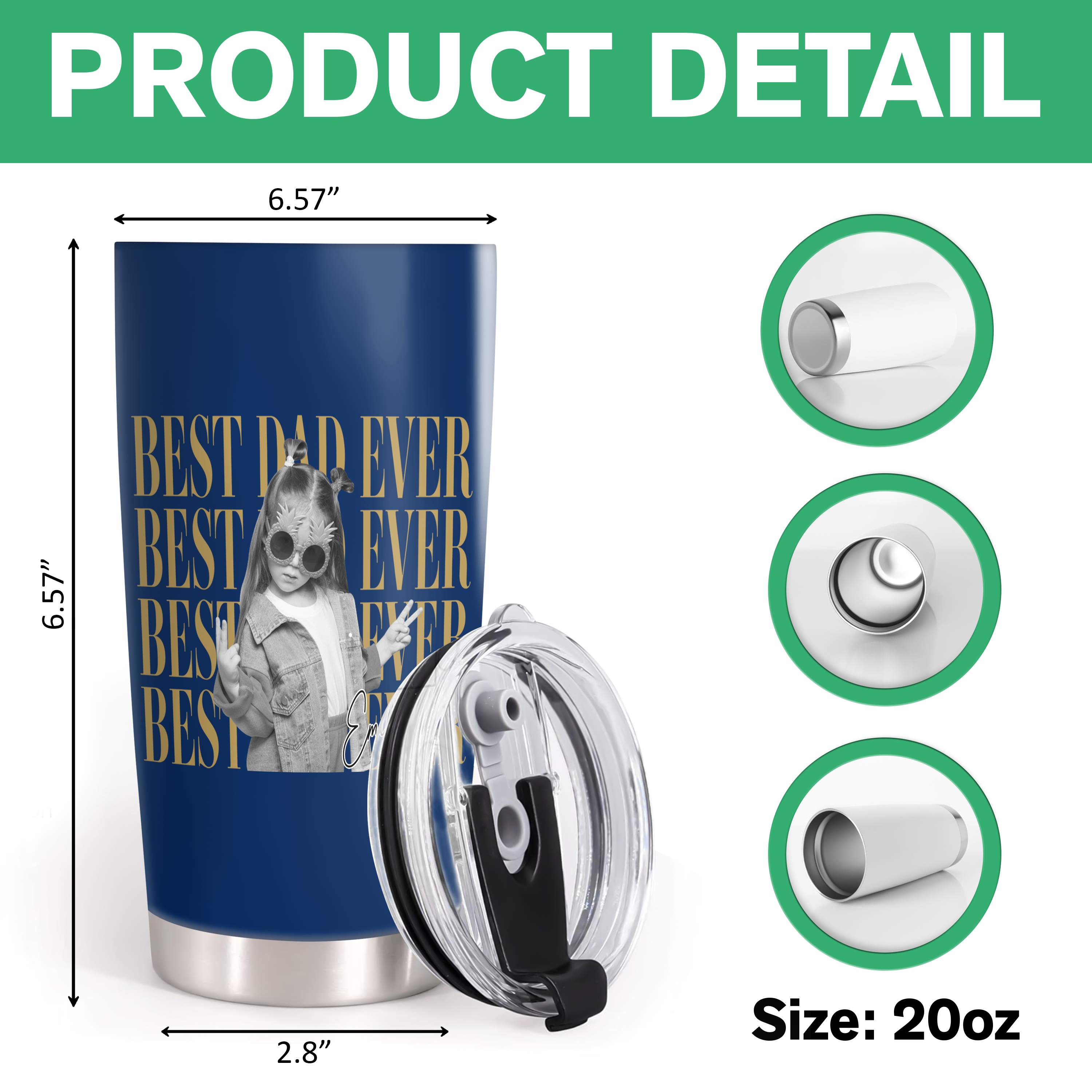 Personalized Photo Tumbler Custom Kid Picture Gift for Dad HN590 - Fat Tumbler GradoCreations