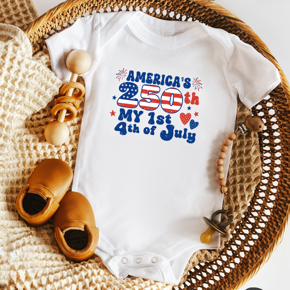 Personalized My 1st 4th of July Baby Onesie USA Gift Family HN590 - Baby Shirt GradoCreations