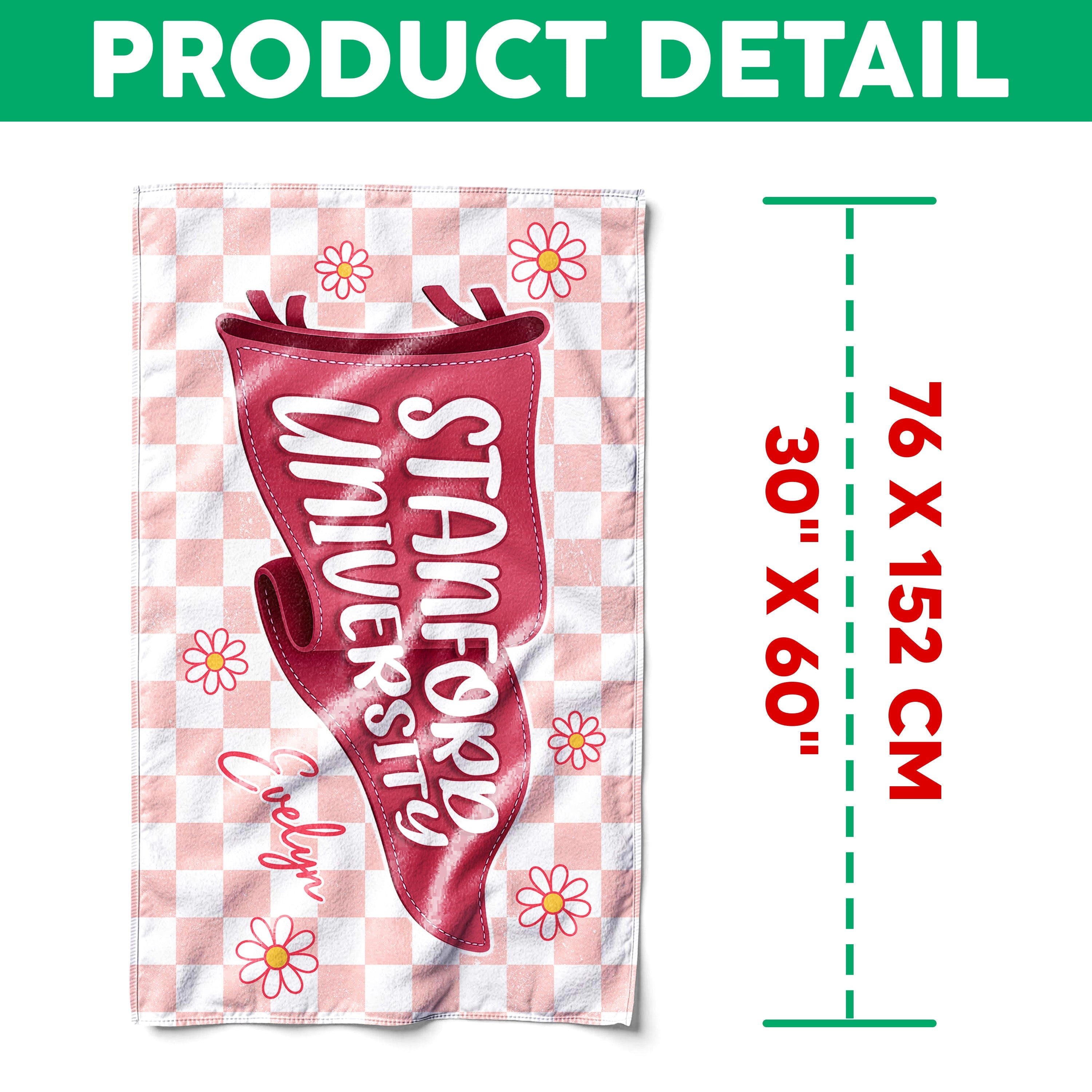 Personalized University Name Pennant Beach Towel Graduation Gift HN590 - Beach Towels GradoCreations
