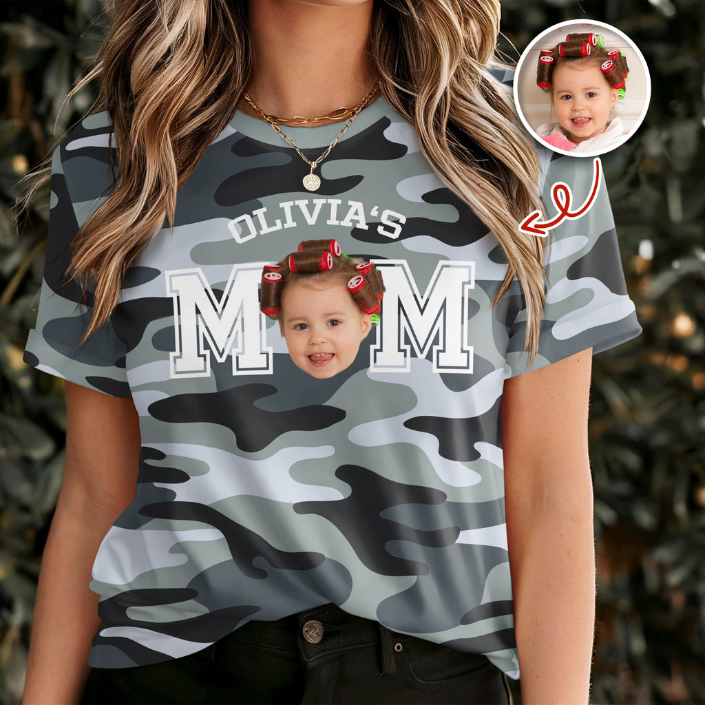Personalized Camo Photo T-Shirt Custom Gift for Dad HN590 - AOP Tshirt GradoCreations