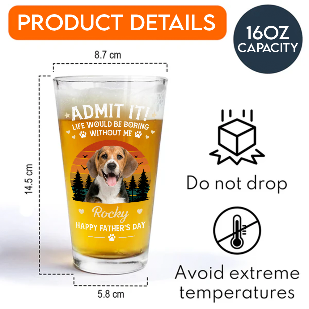 Personalized Beer Glass Custom Photo Gift for Dog Dad HN590 - Print Beer Glass GradoCreations