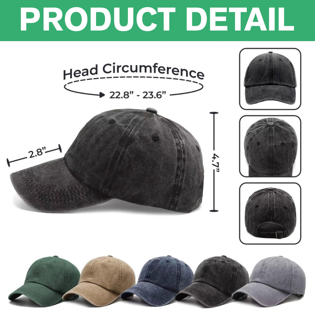 Personalized Washed Denim Baseball Cap Custom Photo Gift for Dog Dad HN590 - Washed Denim Baseball Cap GradoCreations