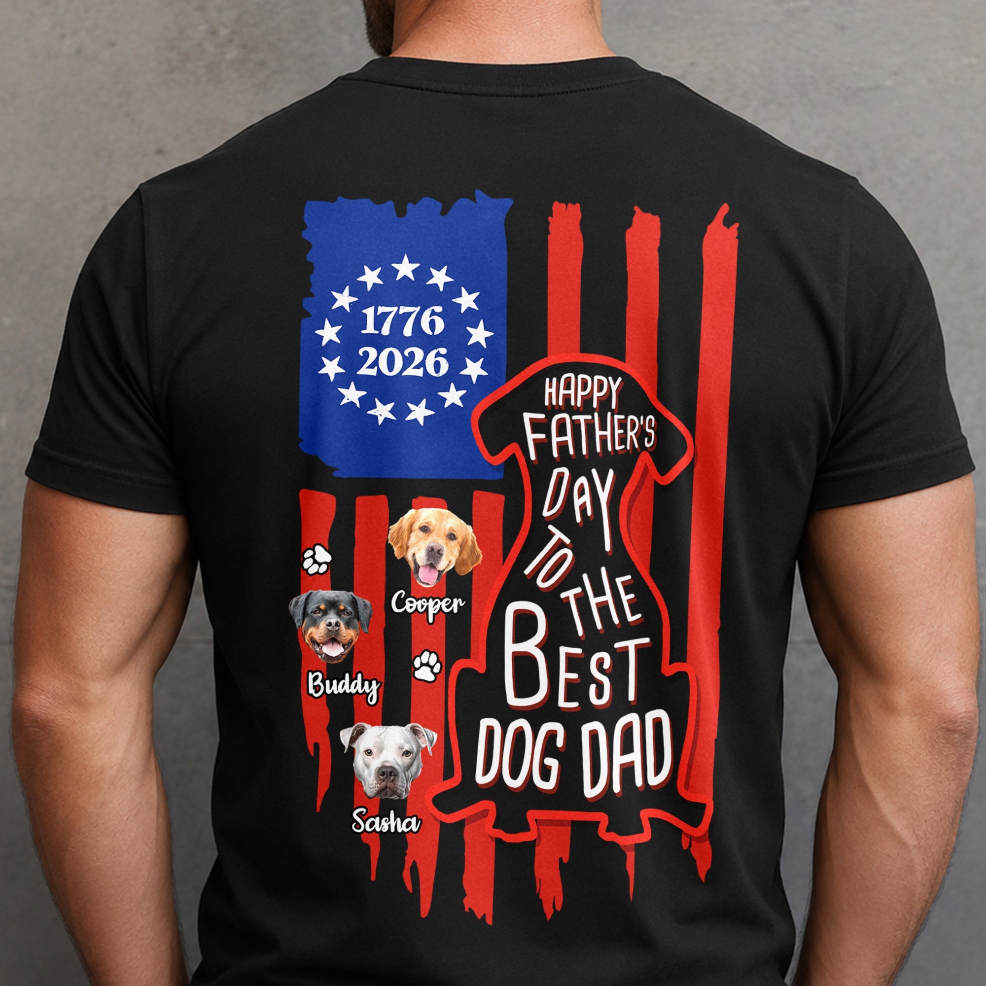 Personalized Dog Dad Comfort Shirt Custom Photo Gift for Father's Day Comfort Shirt Back GradoCreations