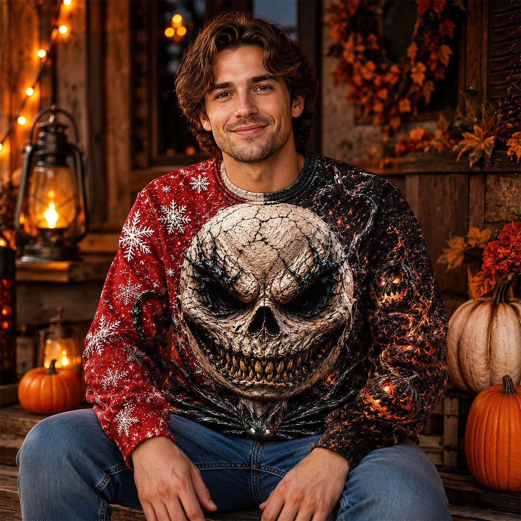 Personalized 3D Horror Skull Christmas Costume Shirt for Him AOP Shirt GradoCreations