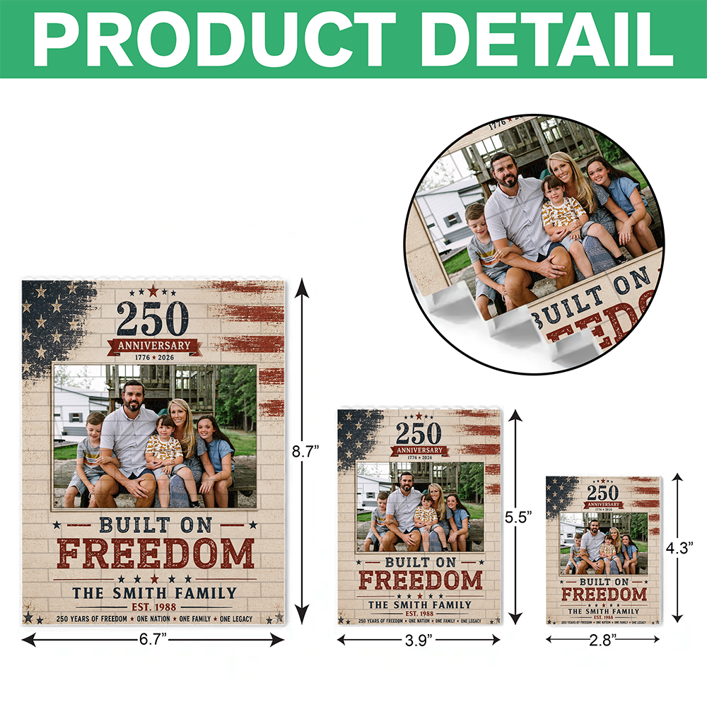 Custom Photo Building Blocks Patriotic Family Gift 250th Anniversary HN590 - Building Blocks GradoCreations