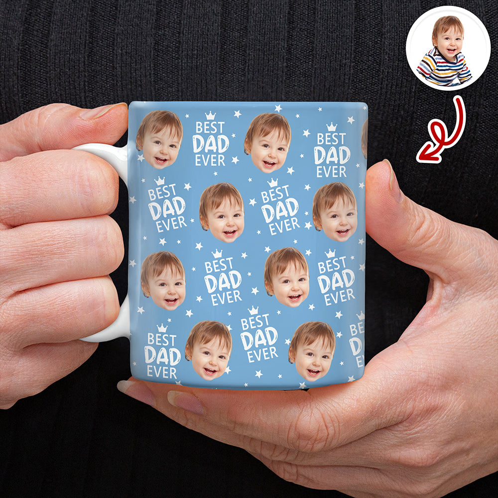 Personalized Best Dad Ever Coffee Mug Custom Photo Gift HN590 - edge to edge mug GradoCreations