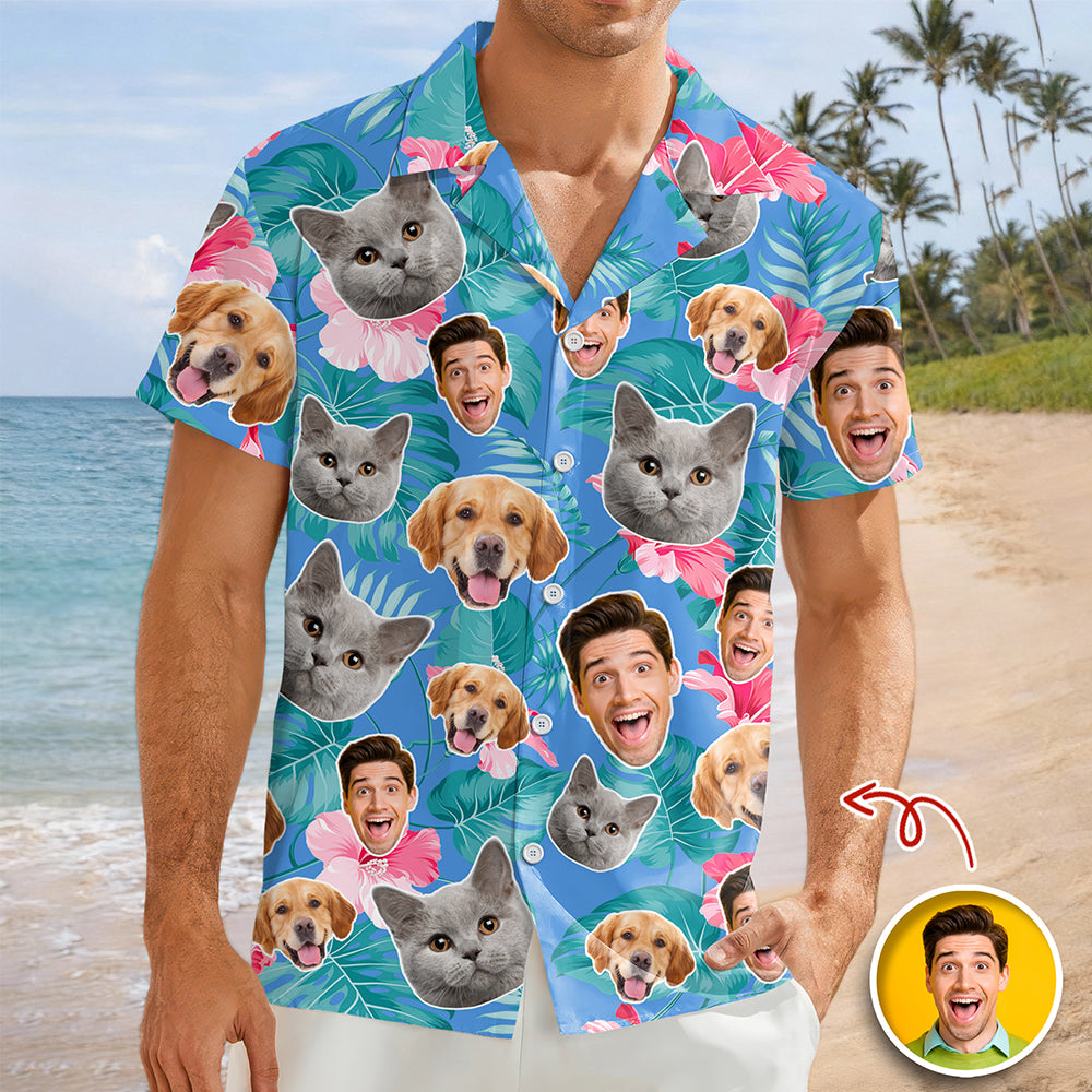 Personalized Tropical Aloha Shirt Custom Face Photo Gift for Dad HN590 - AOP Hawai Shirt GradoCreations