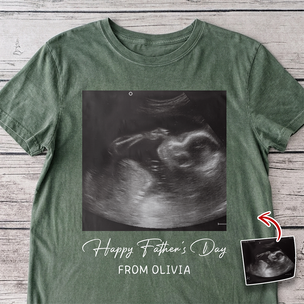 Personalized Ultrasound Photo Comfort Shirt Gift for New Dad Comfort Shirt GradoCreations