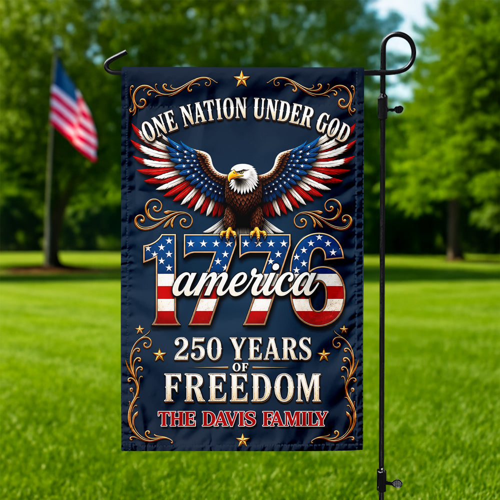 Personalized One Nation Under God Family Garden Flag Gift Idea HN590 - Garden Flag GradoCreations