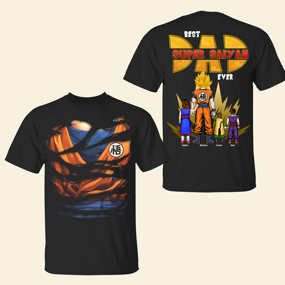 Personalized Super Saiyan Dad Shirt Custom Name Gift for Father's Day