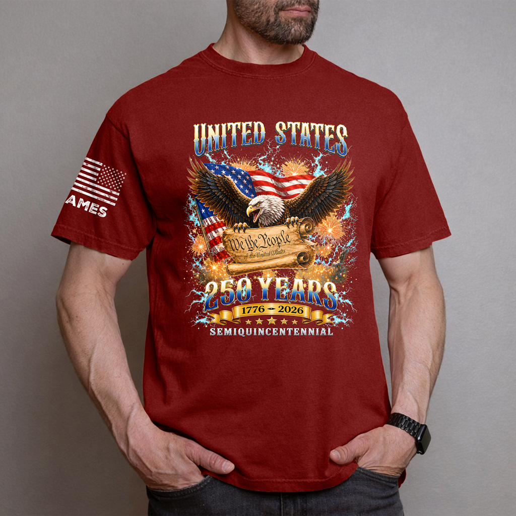 Personalized 250th Anniversary Eagle T-Shirt USA Gift Short Sleeve Print Shirt GradoCreations