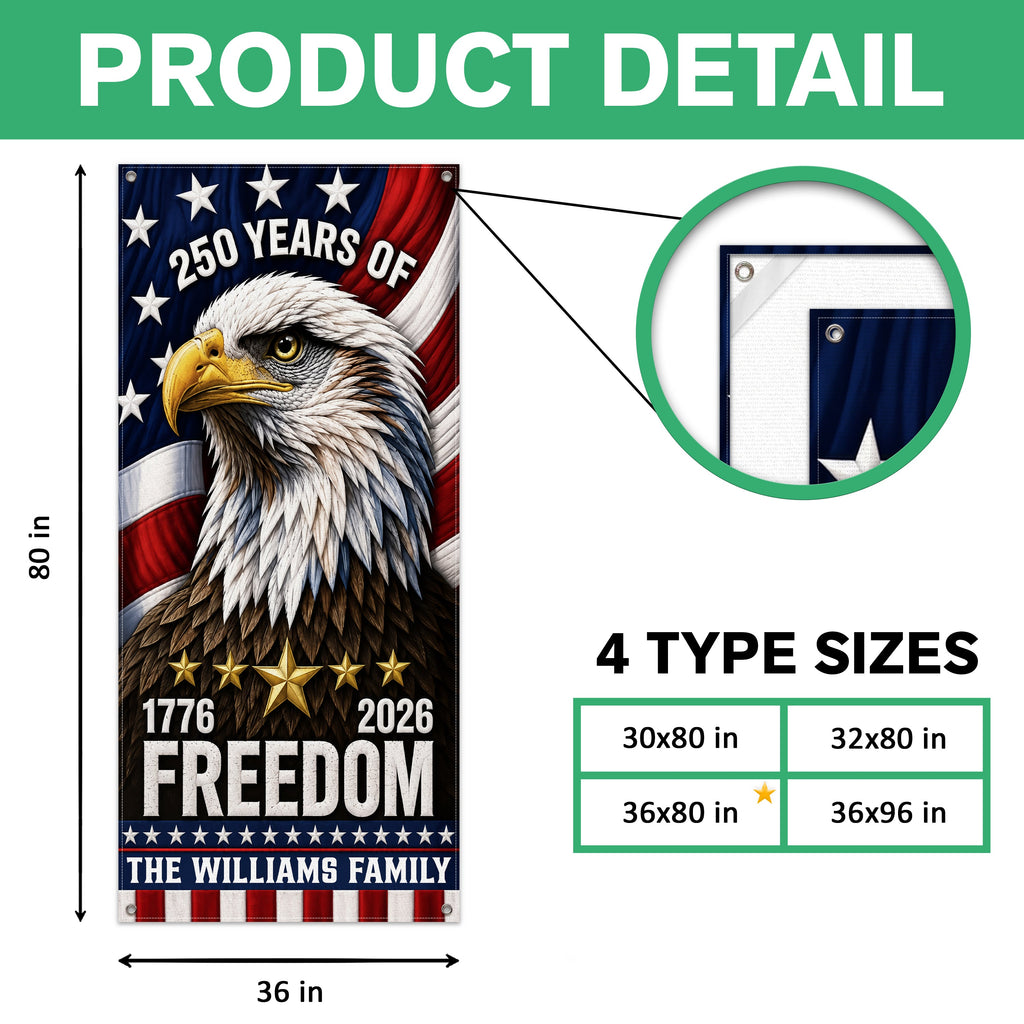Personalized 250 Years Freedom Eagle Door Cover Gift HN590 - Door Cover GradoCreations