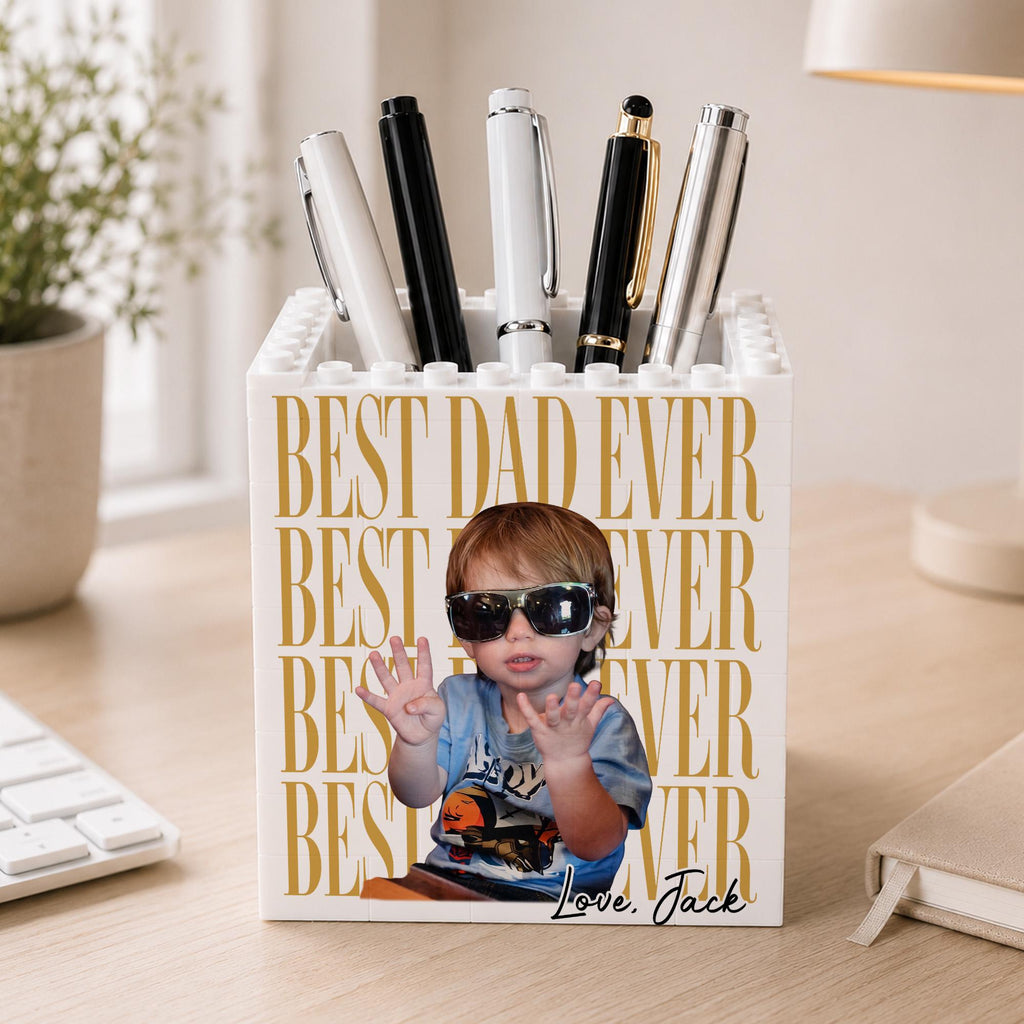 Personalized Photo Brick Pencil Pot Gift for Dad | Father's Day HN590 - Brick Pencil Pot GradoCreations