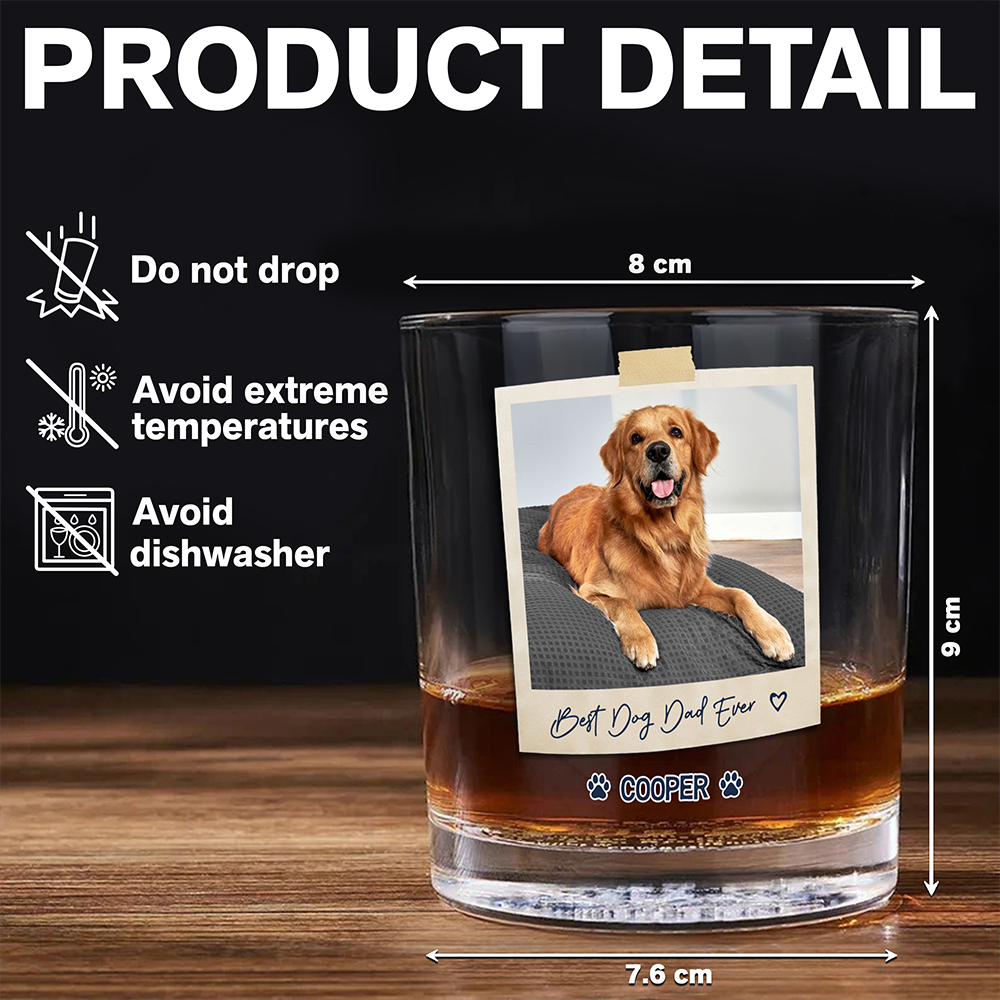 Personalized Dog Photo Whiskey Glass Gift for Dog Dad HN590 - Print Rock Glass GradoCreations