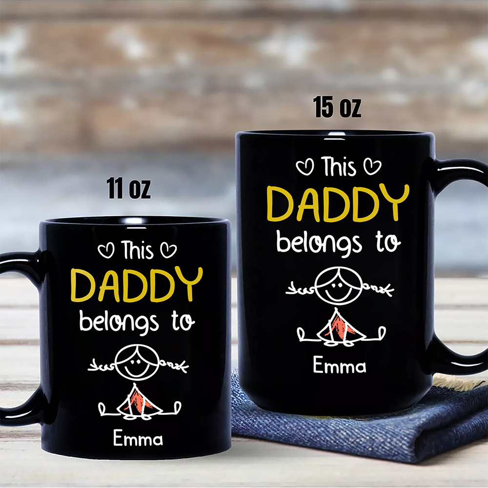 Personalized Black Mug This Papa Belongs To Us Gift for Dad HN590 - Black Mug GradoCreations