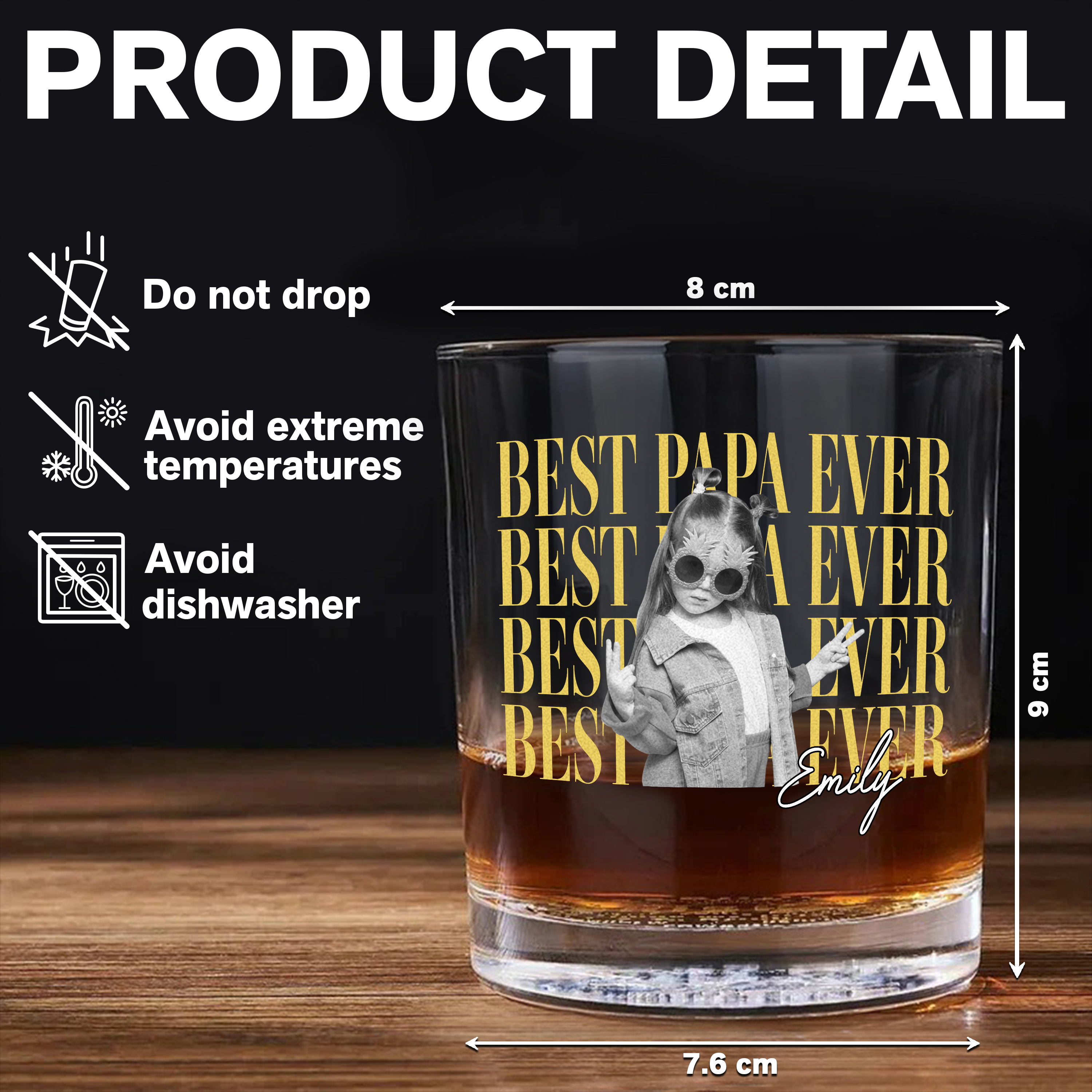 Personalized Vintage Photo Whiskey Glass Custom Gift for Dad HN590 - Print Rock Glass GradoCreations