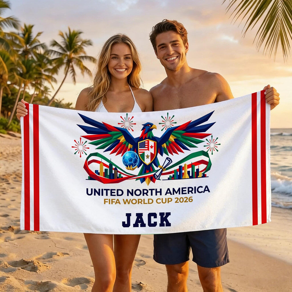 Personalized Soccer Beach Towel 2026 World Cup Gift for Fans