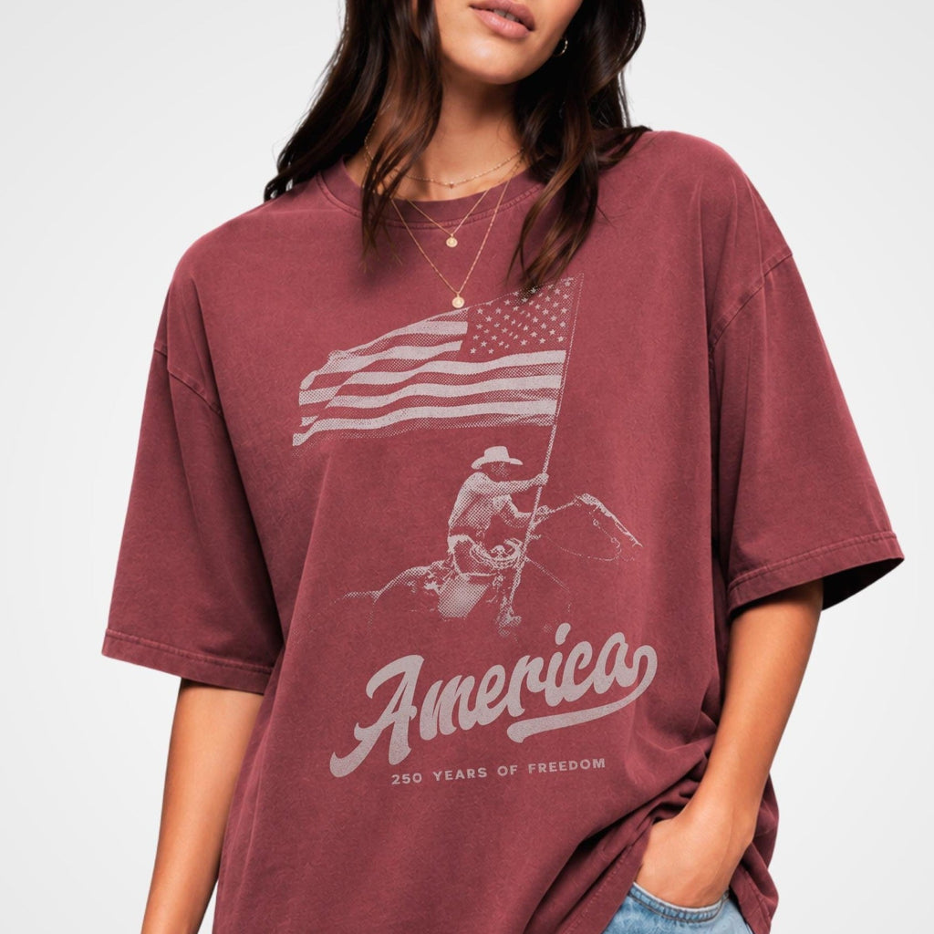 Personalized 250 Years of Freedom Independence Day Shirt Gift for Cowboy Comfort Shirt FIX GradoCreations