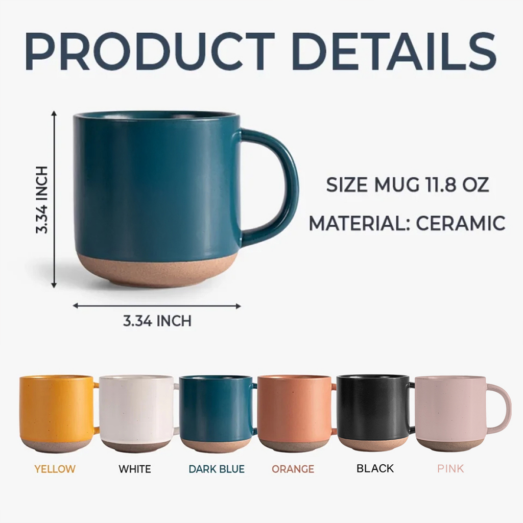 Personalized Engraved Pottery Mug Custom Photo Gift for Dad HN590 - Engraved Pottery Mug Fix GradoCreations
