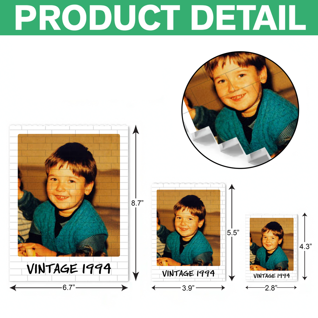 Personalized Photo Vintage Building Block Birthday Gift for Him/Her HN590 - Building Blocks GradoCreations