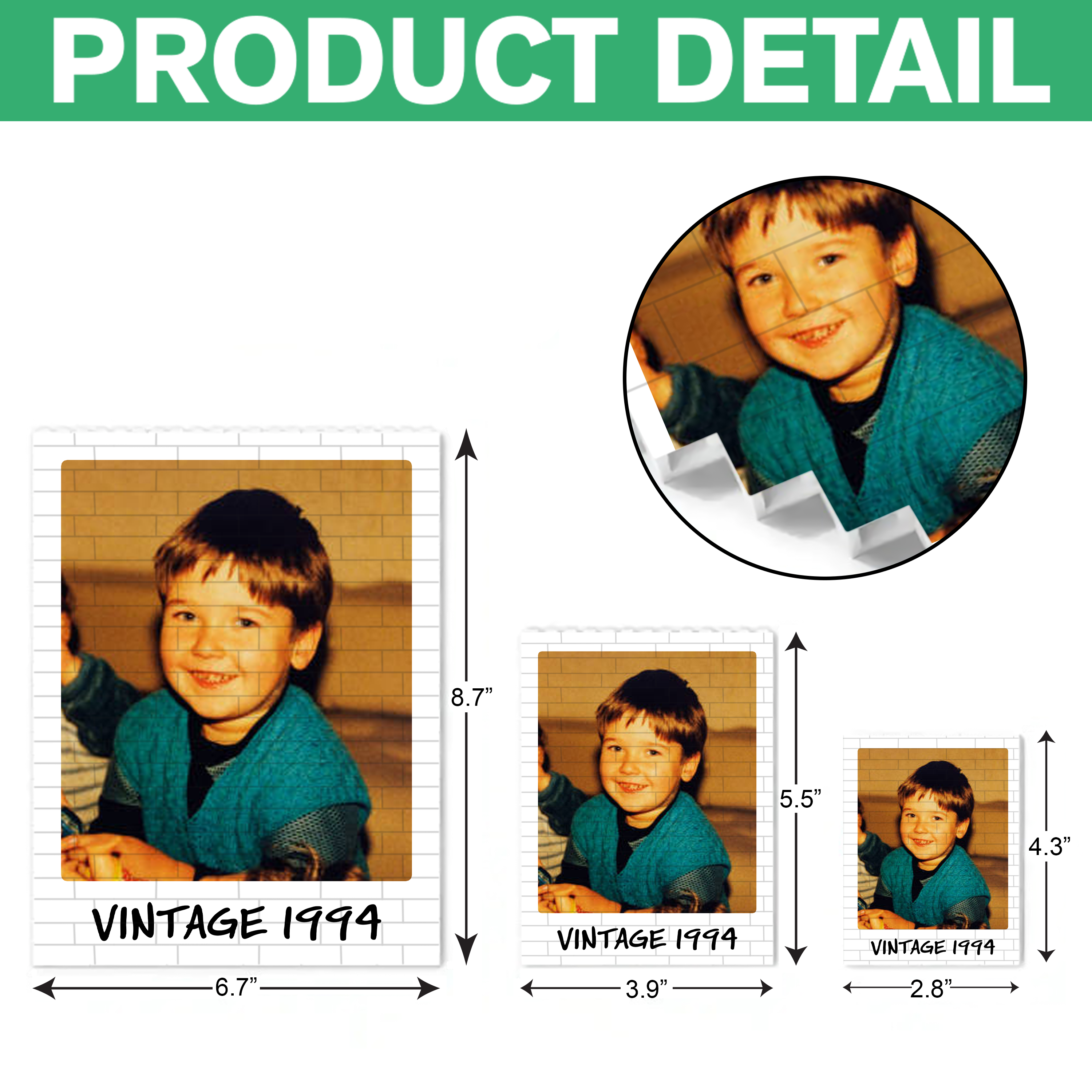 Personalized Photo Vintage Building Block Birthday Gift for Him/Her HN590 - Building Blocks GradoCreations